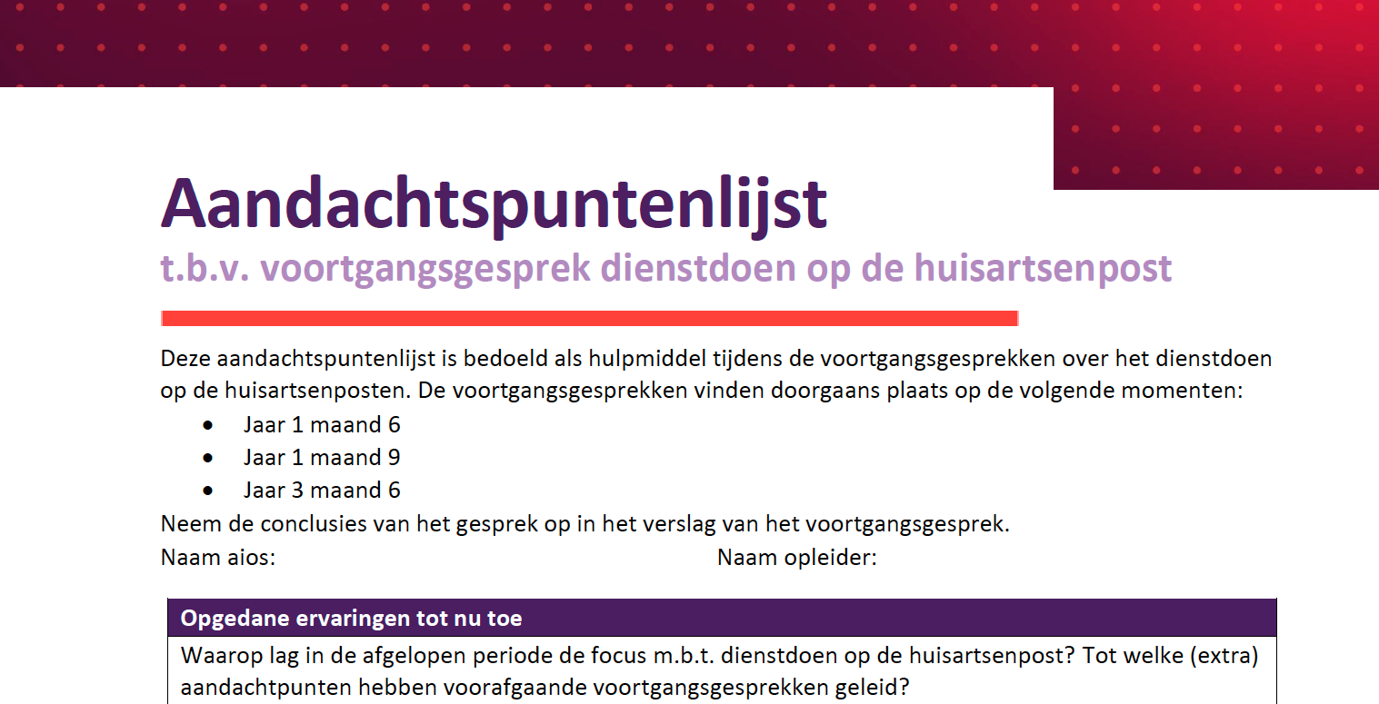 Aandachtspuntenlijst
